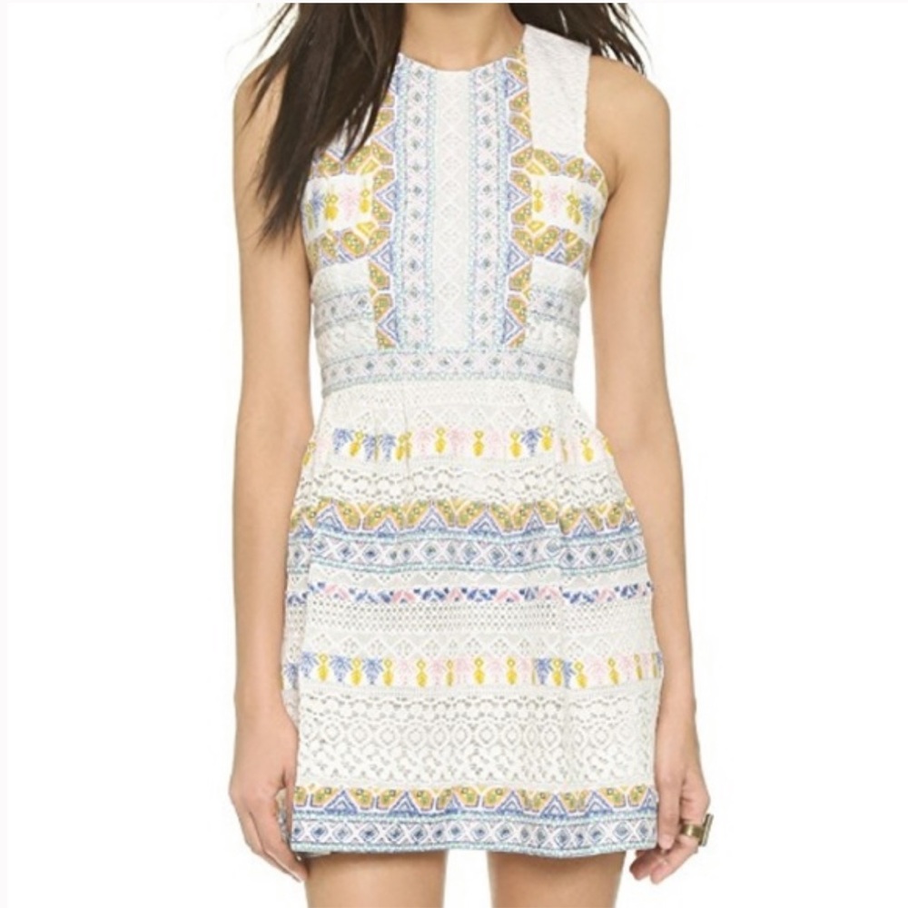 BCBG Dress with Crochet & Pastel Aztec Detail